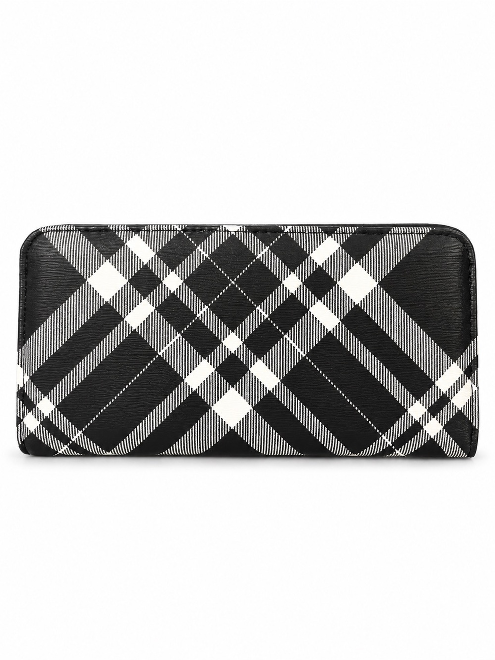 Y2K Black & White Plaid Long Wallet Checkered Bifold